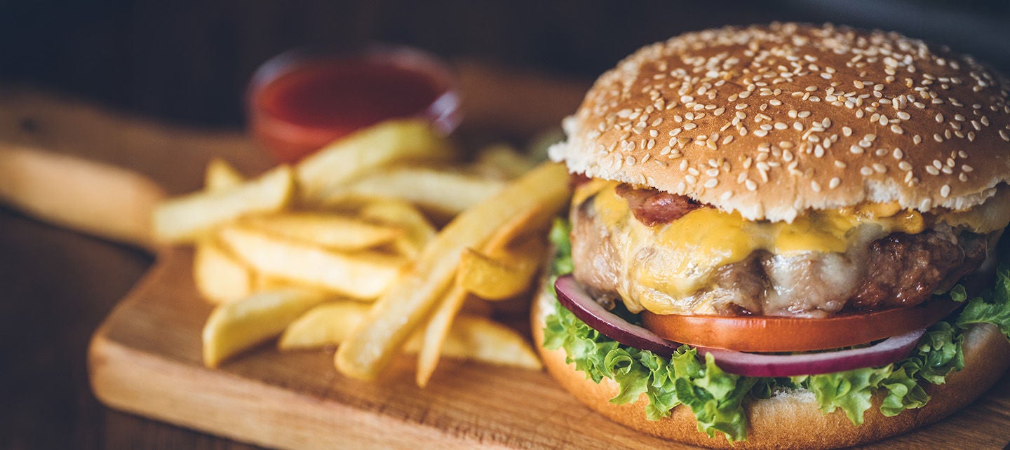 Hamburger and fries