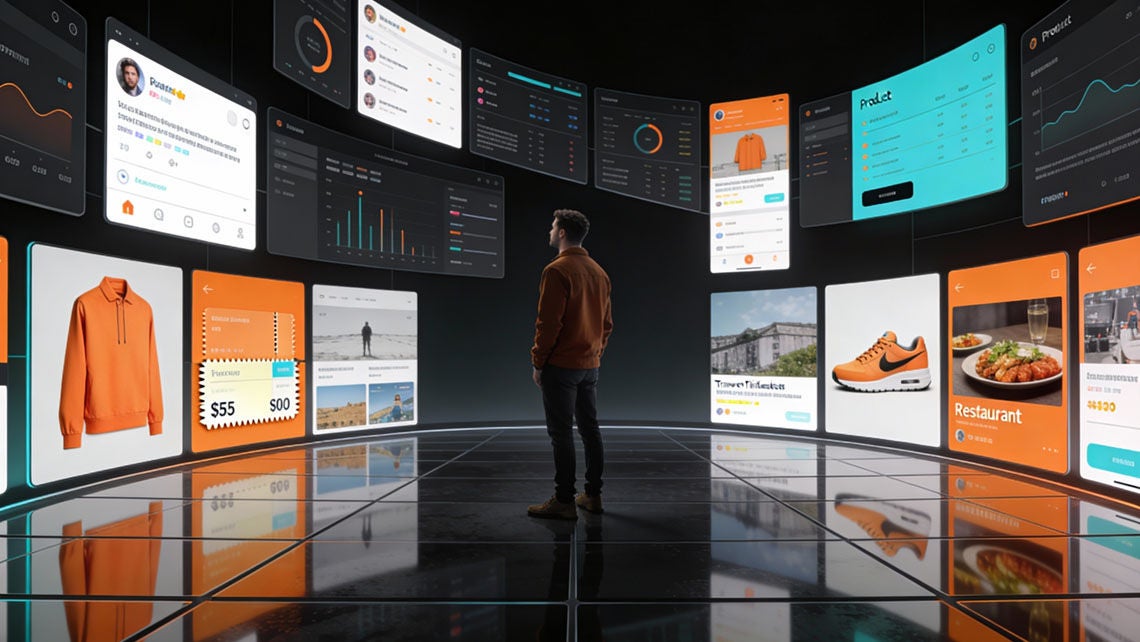 A man is illuminated by a soft, glowing light, creating a striking contrast against the dark background.