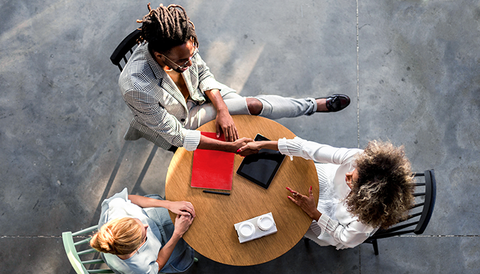 Group of coworkers brainstorming in the office