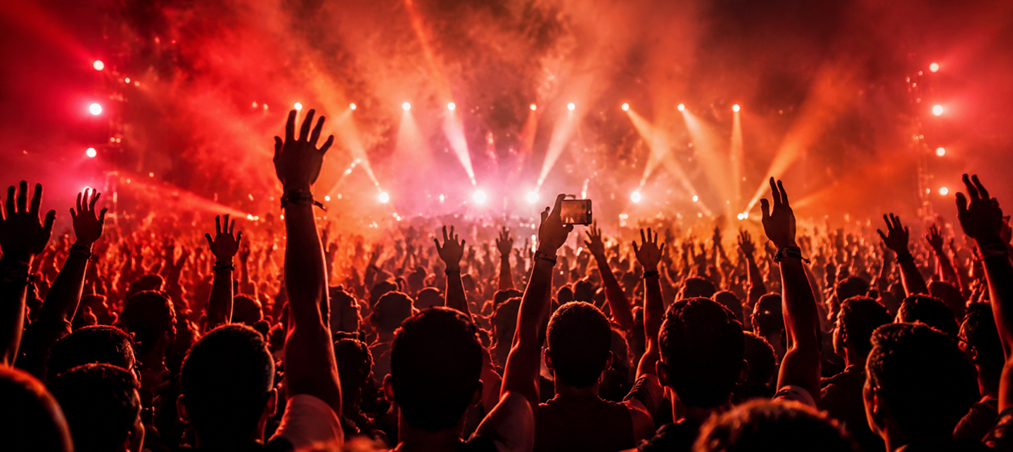 People cheer in concert