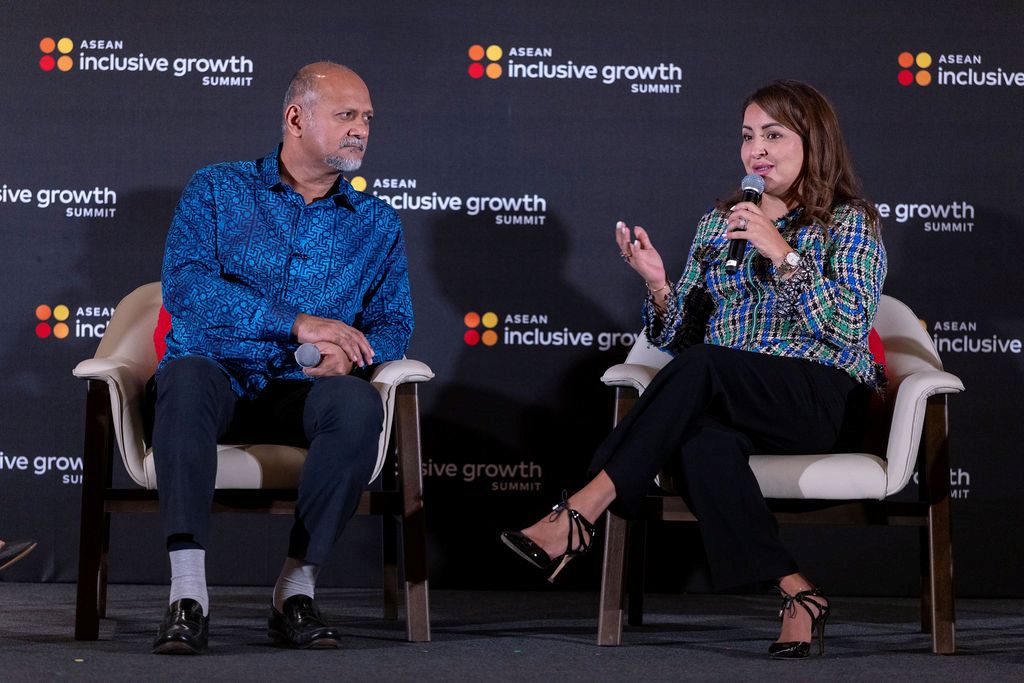 Will Southeast Asia’s AI story be written elsewhere, or authored at home? Malaysian Minister of Digital Gobind Singh Deo, left, and Hajar El Haddaoui, director general of the Digital Cooperation Organization, took part in a panel examining how governments, the private sector and regional institutions are collaborating to ensure that AI serves, not supplants, local knowledge.