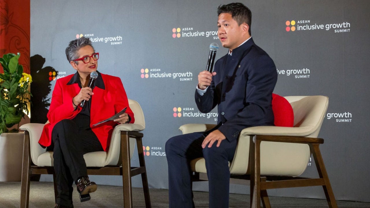 Shamina Singh and Chi Man Kwan at the ASEAN Inclusive Growth Summit. 