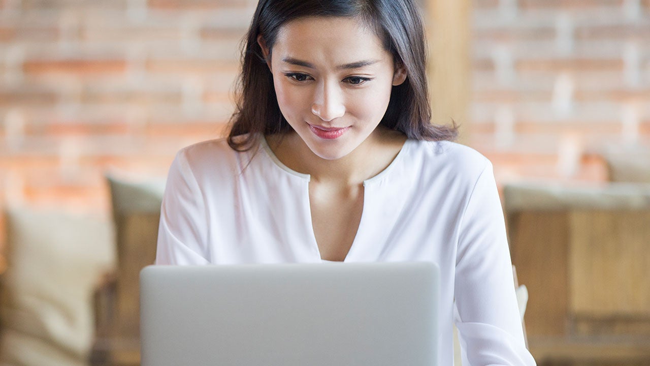 Asia woman on laptop