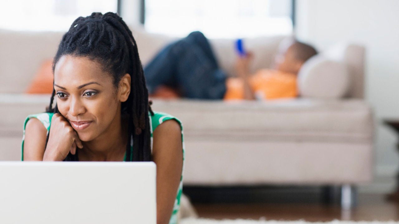 Woman looking at computer