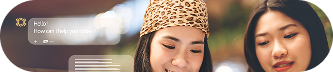 Two young women using smartphone ai assistance chatbot browsing information on shopping