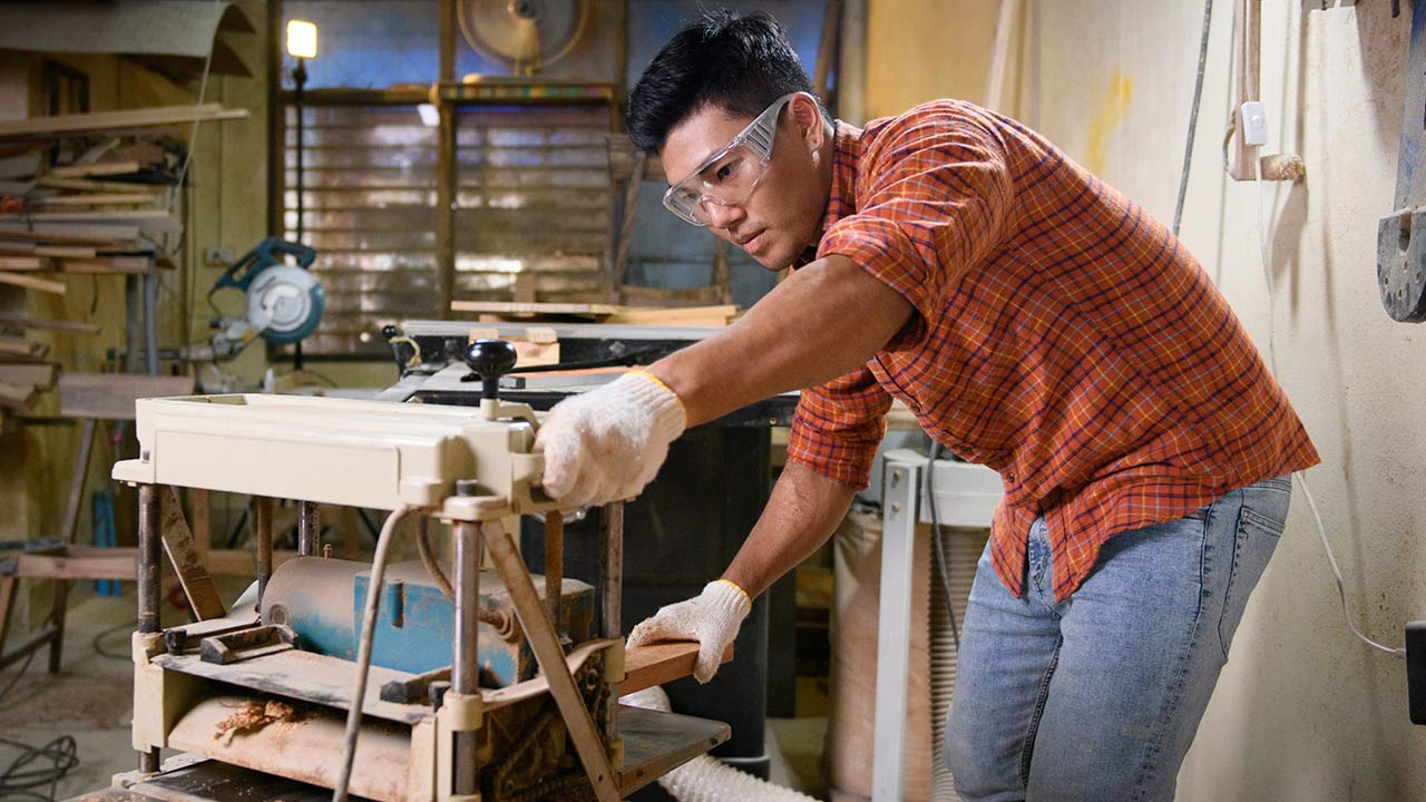 Craftsman in the carpentry workshop.