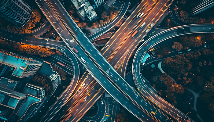 Intricate highway from above