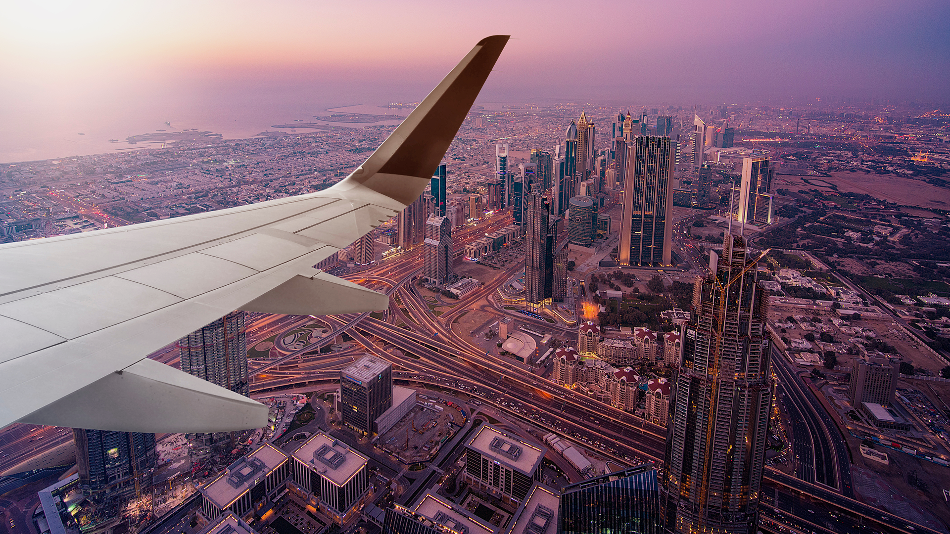 View of city from airplane