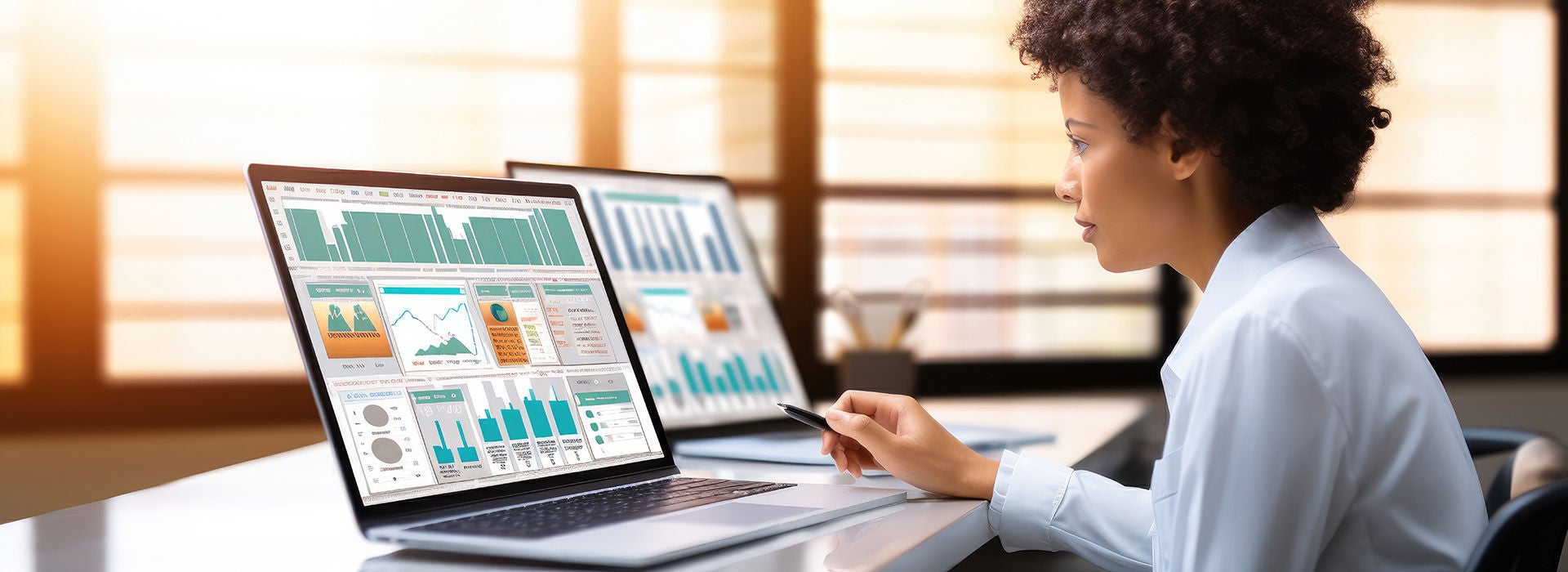 Žena pracujúca za počítačom