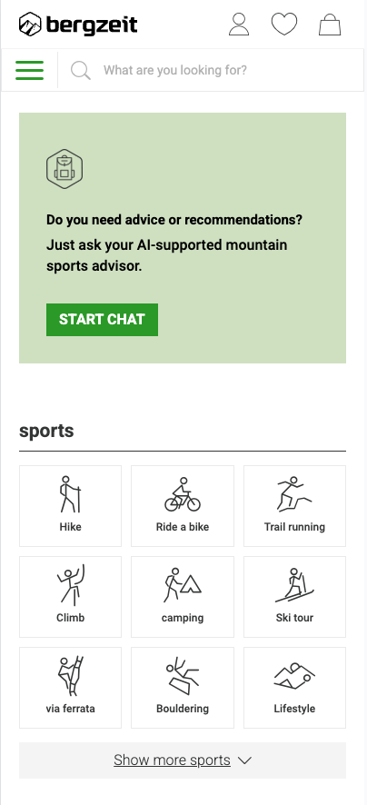 Mobile website example