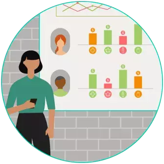 Women presenting charts illustration