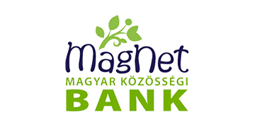 MagNet Bank logó fekete felirattal és zöld emblémával fehér háttéren.
