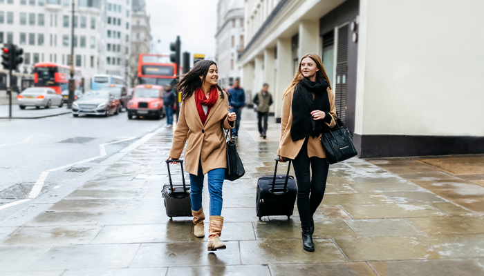 Women walking through the street