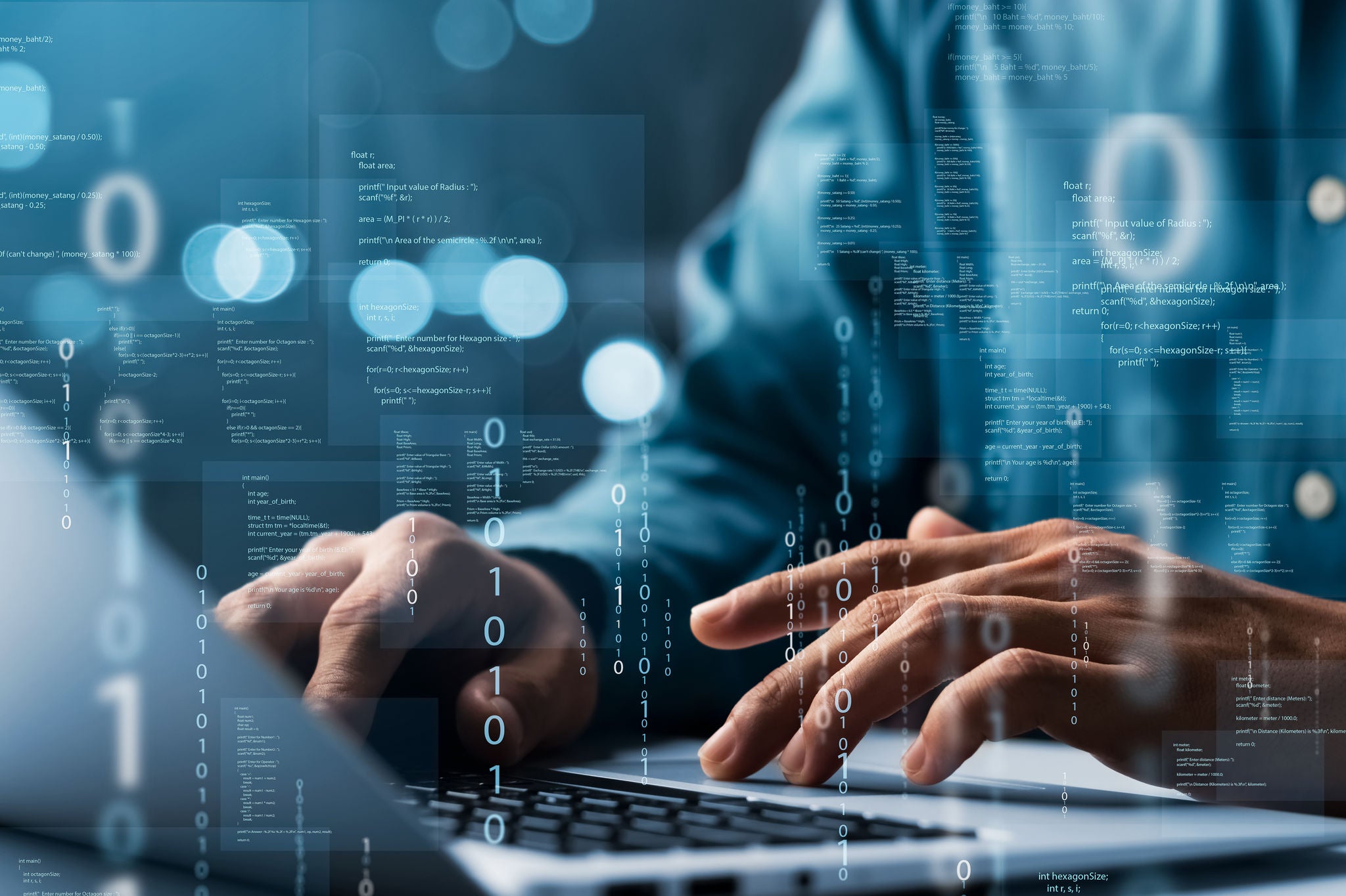 Programmers and cyber security technologies design websites and security in the Social World, cyberspace concepts.