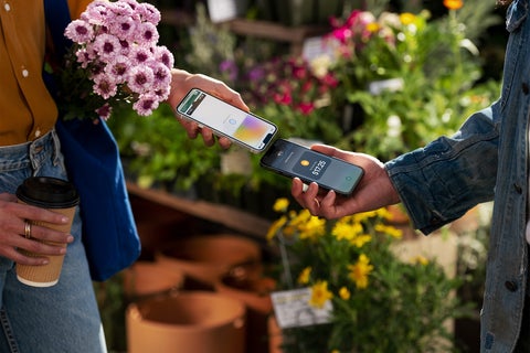 Customer useing Tap to Pay at plant nursery. 