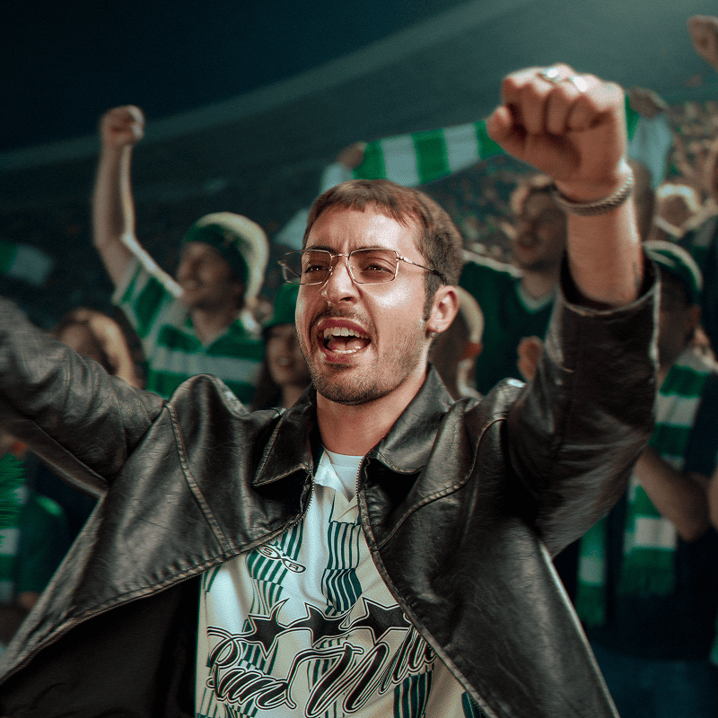 football fan cheering with scarf