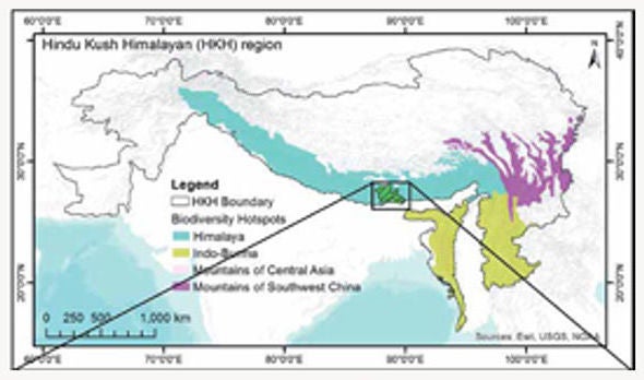 Carte de l'Himalaya.