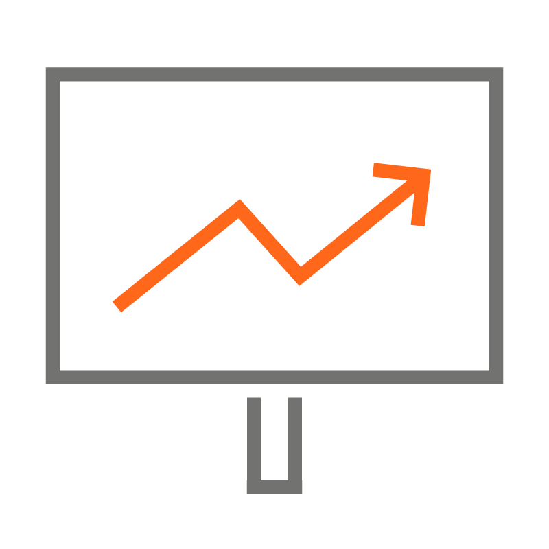 Computer with arrow going up icon
