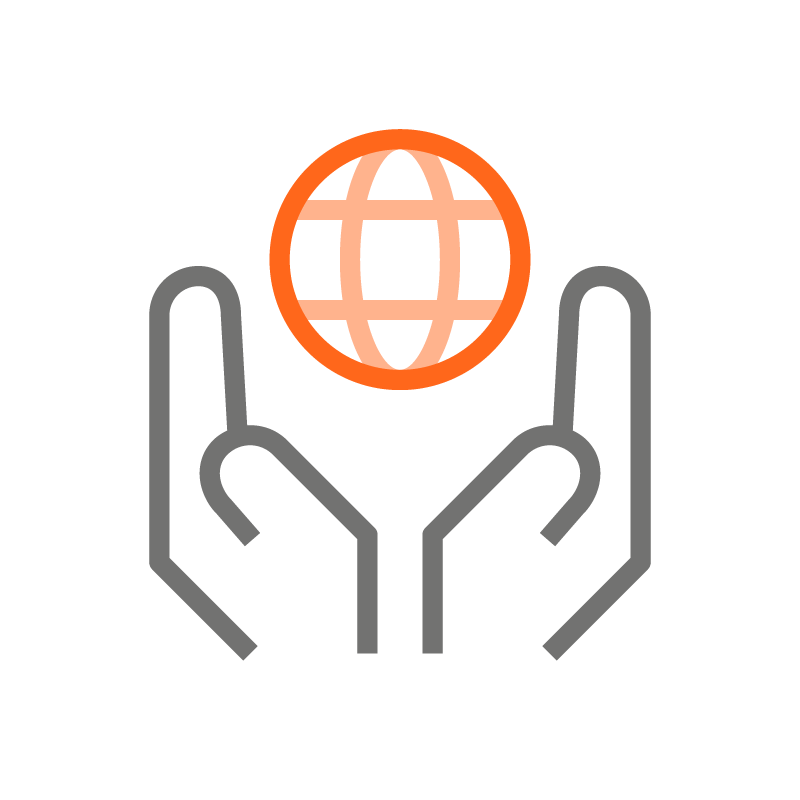 Hands holding the world icon