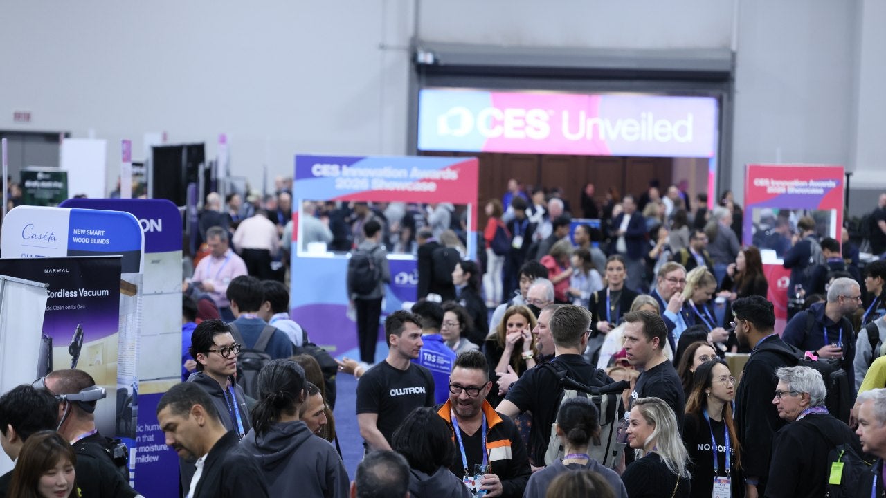 Attendees mingle on the floor of CES 2026 in Las Vegas. 