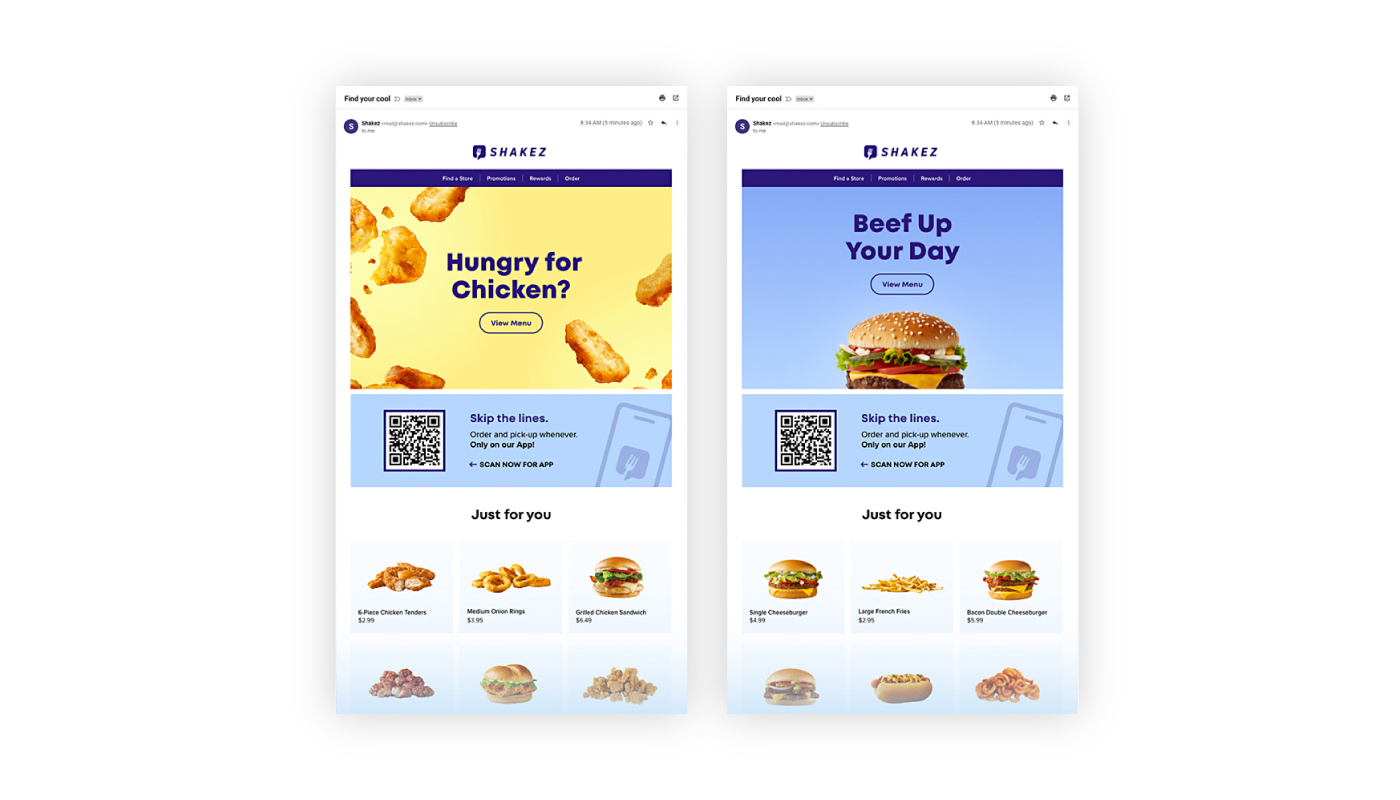 Different menu experience for different customers