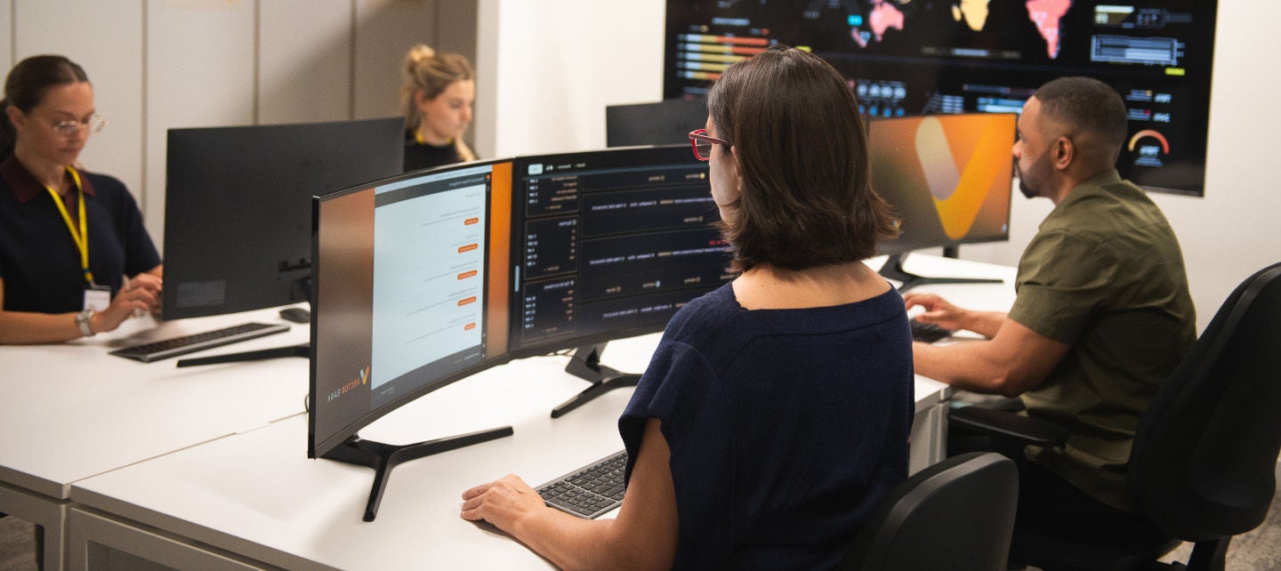 Employees working at a shared office