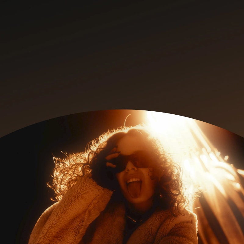 woman taking selfie at night