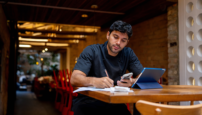 Chef doing the accounting