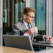 man sitting at a table
