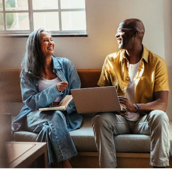 Man looking at phone displaying promos at a gas station illustration