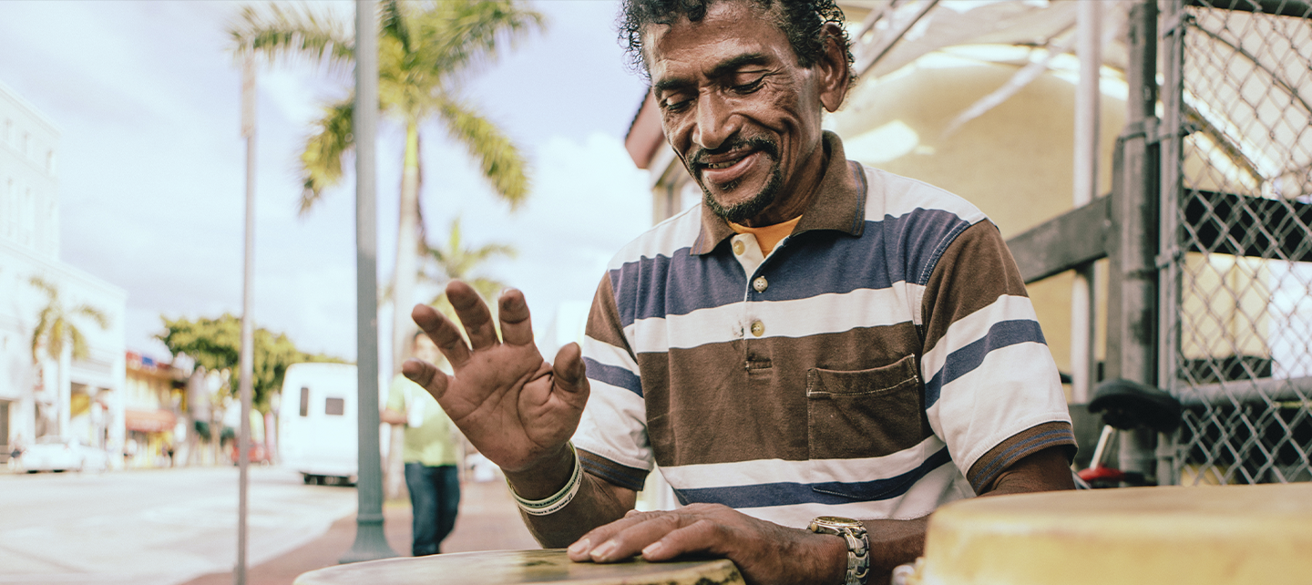 Man playing the drums