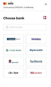 Screenshot der Aiia-Plattform mit einer Liste von Banken