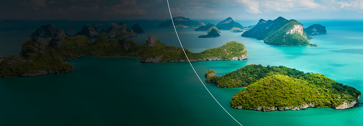 Birds eye view of island