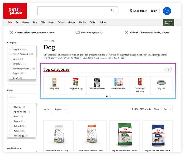Pets place recommendations example