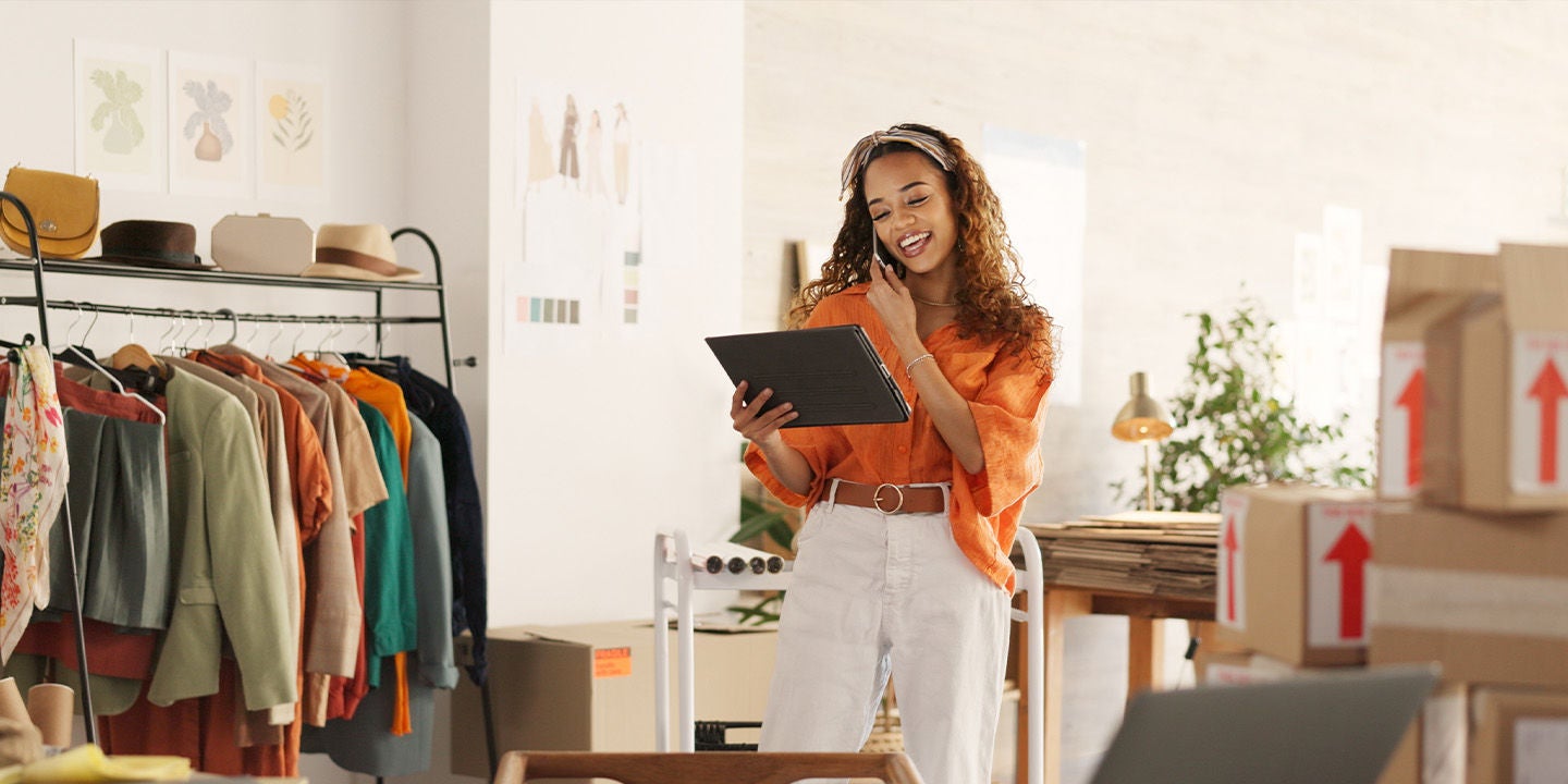 Woman managing an e-commerce