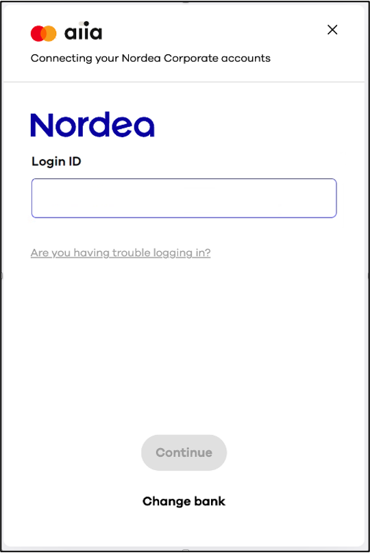 Aiia-Screenshot zeigt das Login-ID-Feld