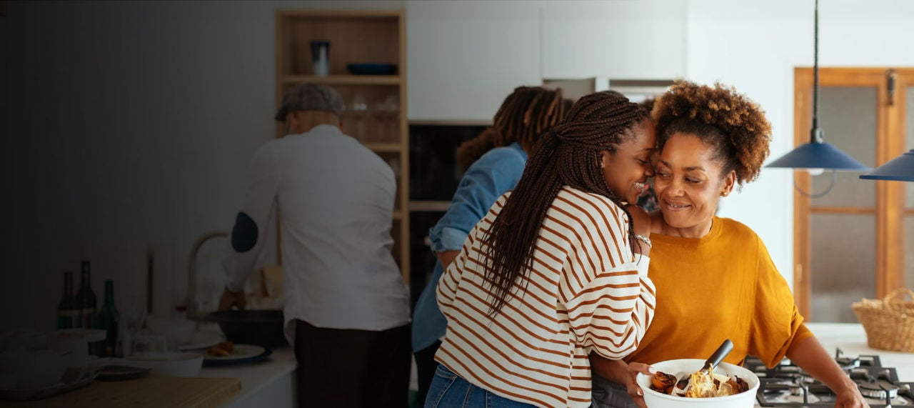 family cooking dinner together