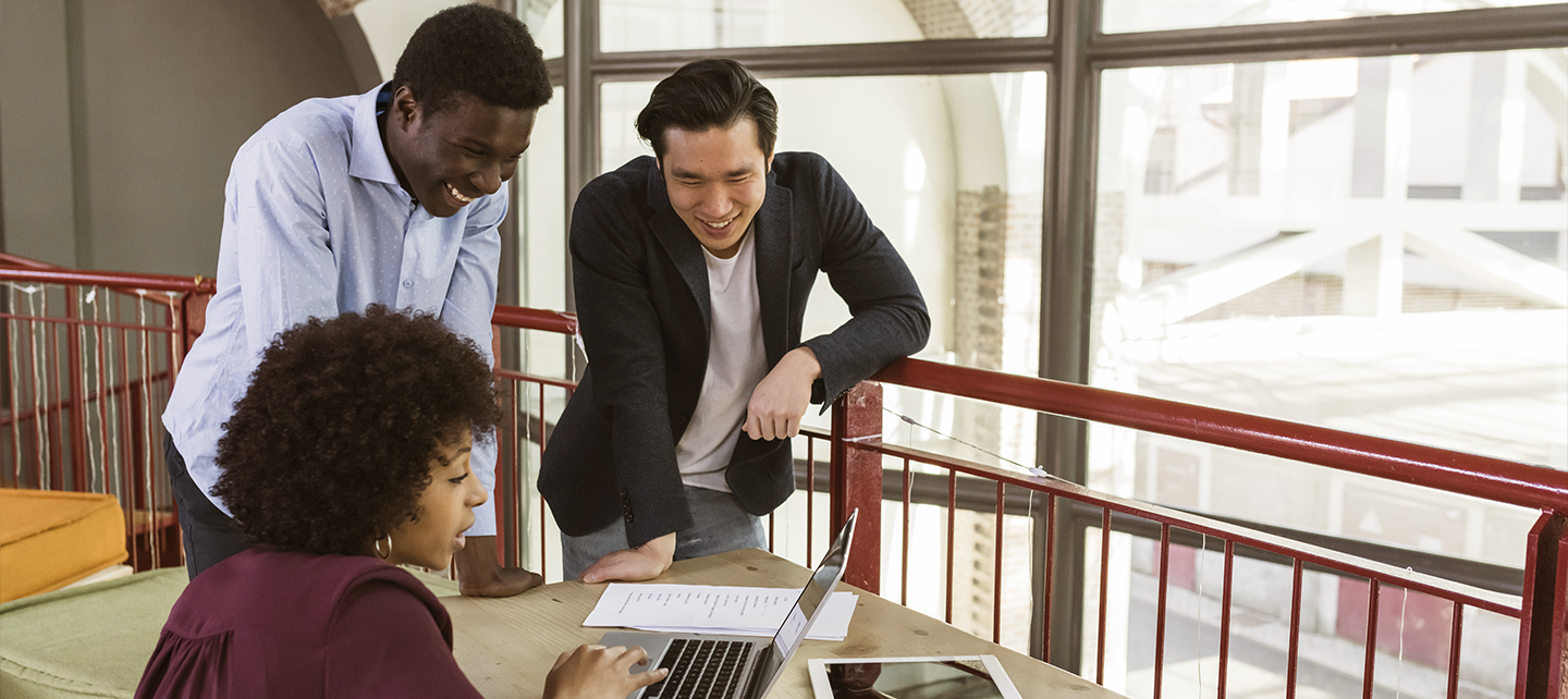Financial industry coworkers working together