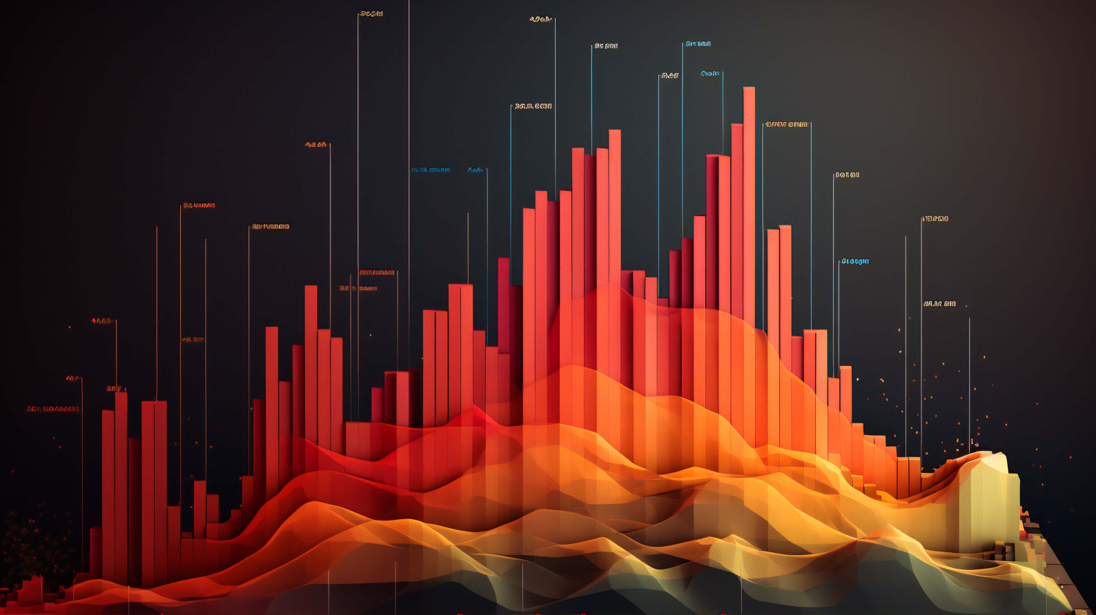 Abstract image of a bar graph in orange and yellow colors.