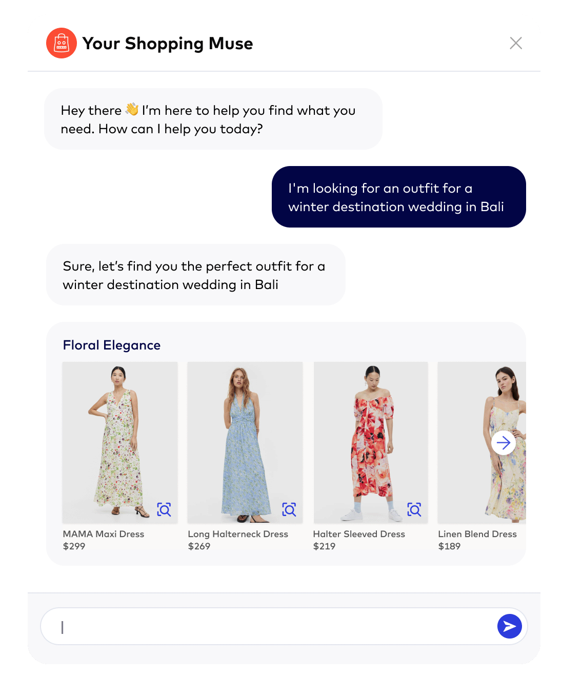 Shopping Muse chat example
