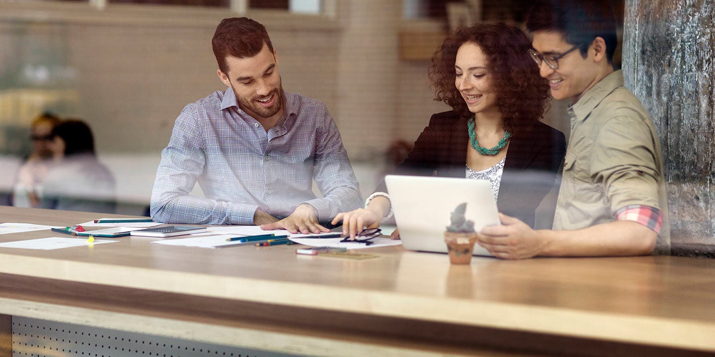 Young business people having a meeting