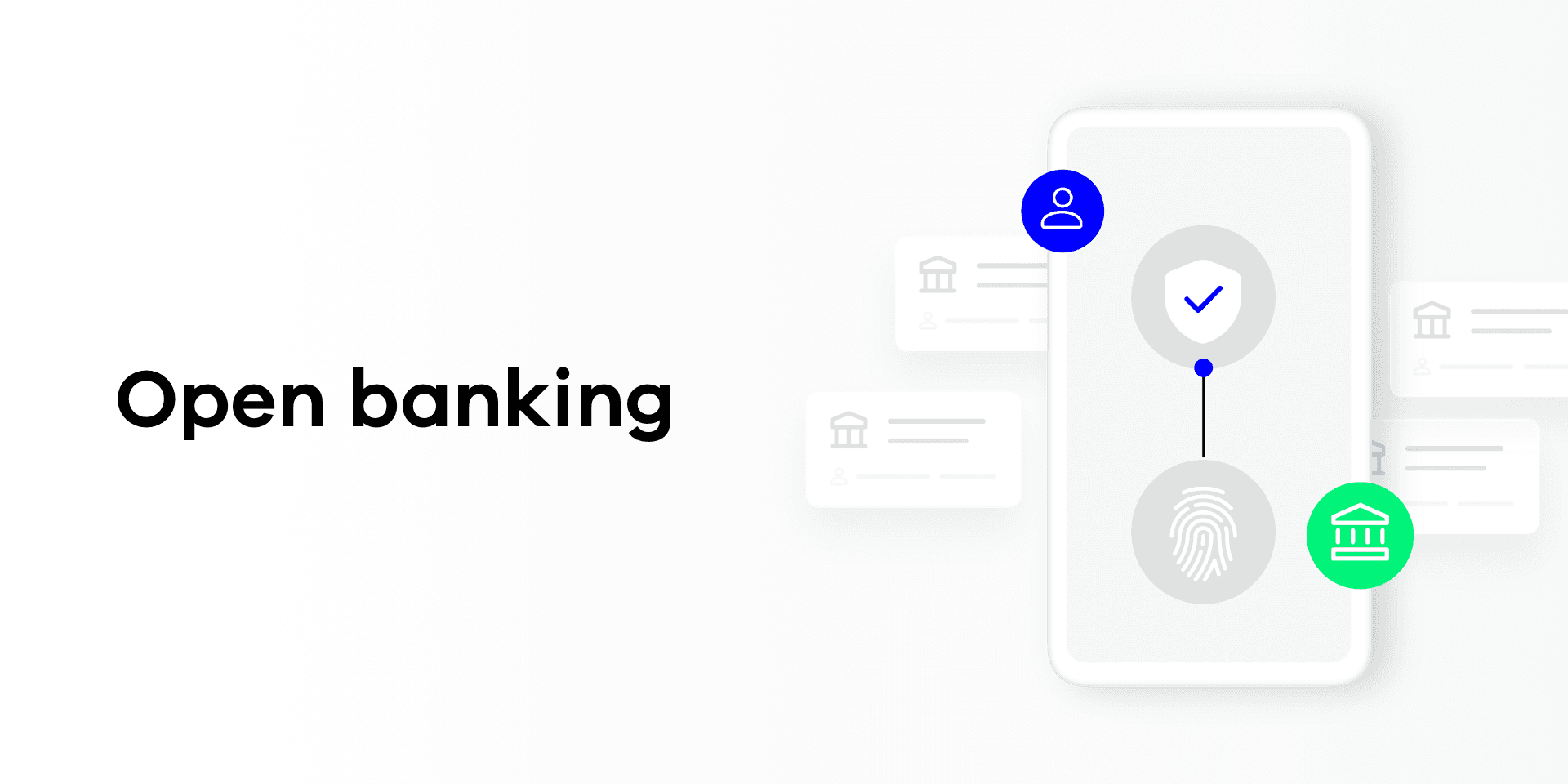 Texte sur la banque ouverte avec illustration d'un téléphone avec empreinte digitale