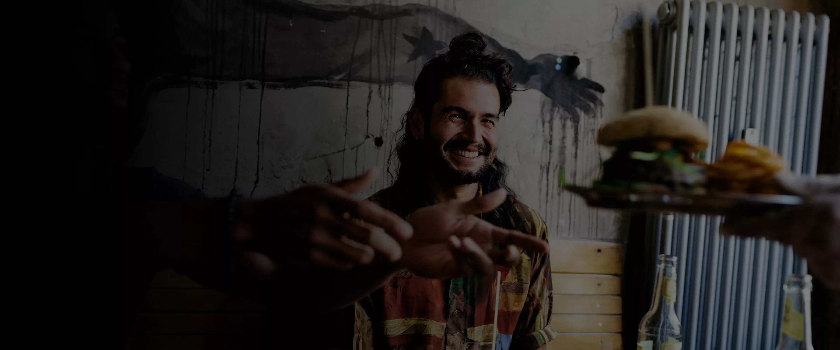 Woman looking at her phone in a pharmacy
