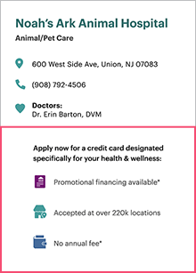 Personalized credit card applications example