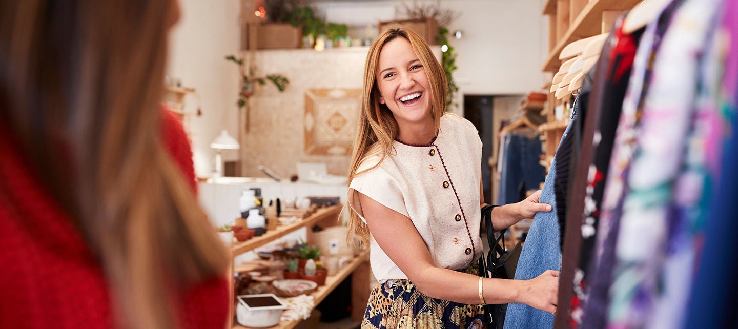Woman smiling while shopping