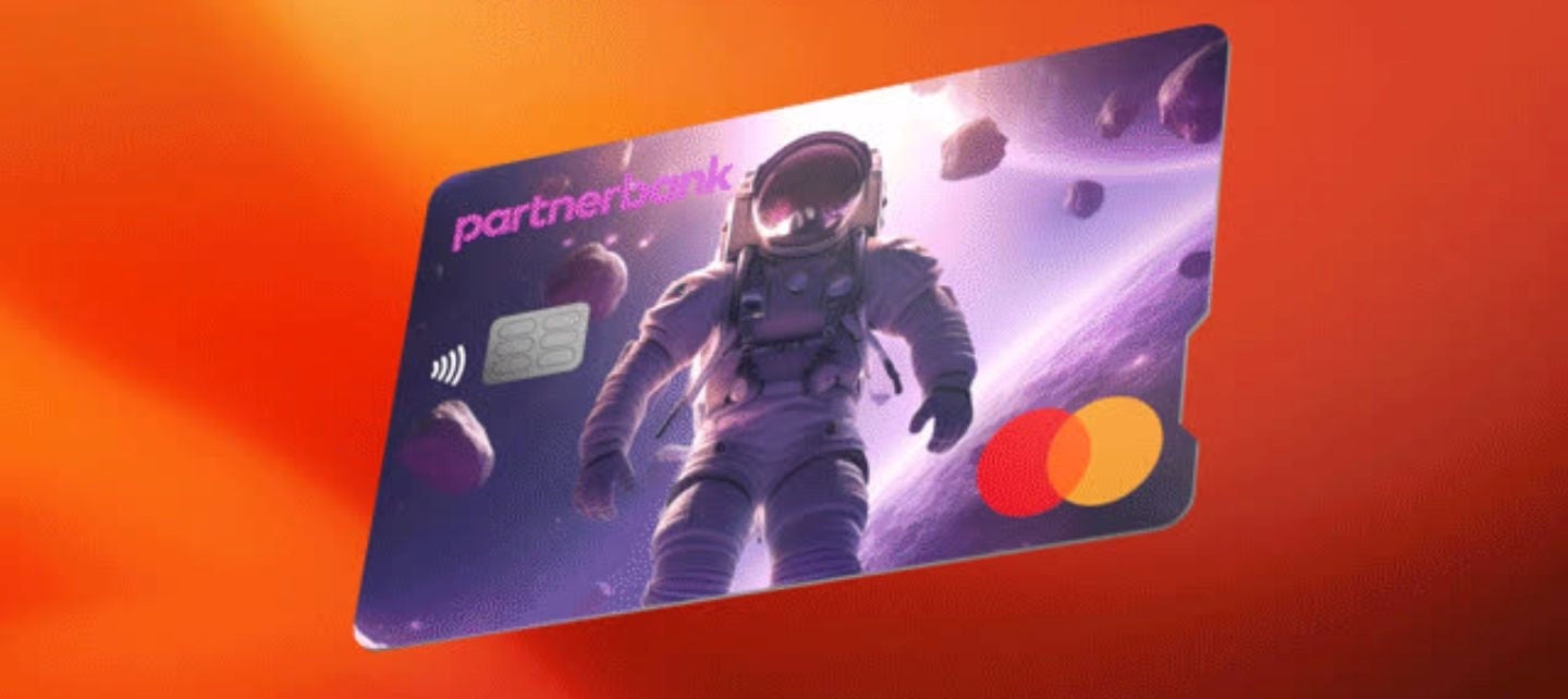 A Mastercard card with an astronaut on it. 