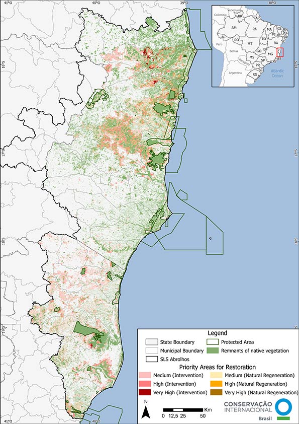 Brazil,  Abrolhos Land map.