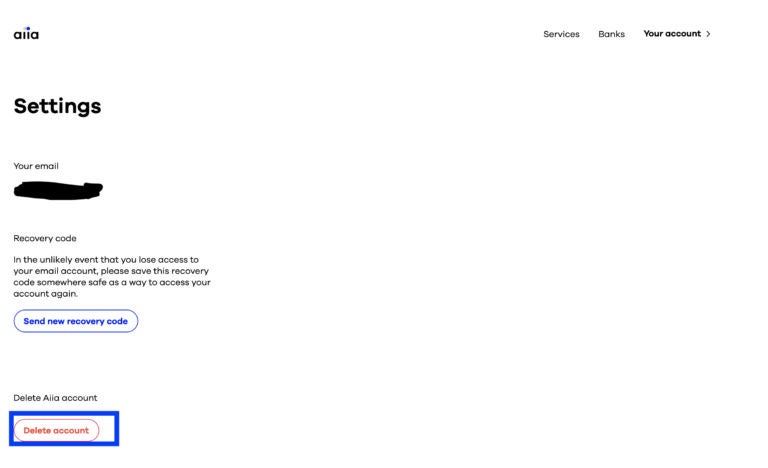 Screenshot della banca connessa che evidenzia la CTA