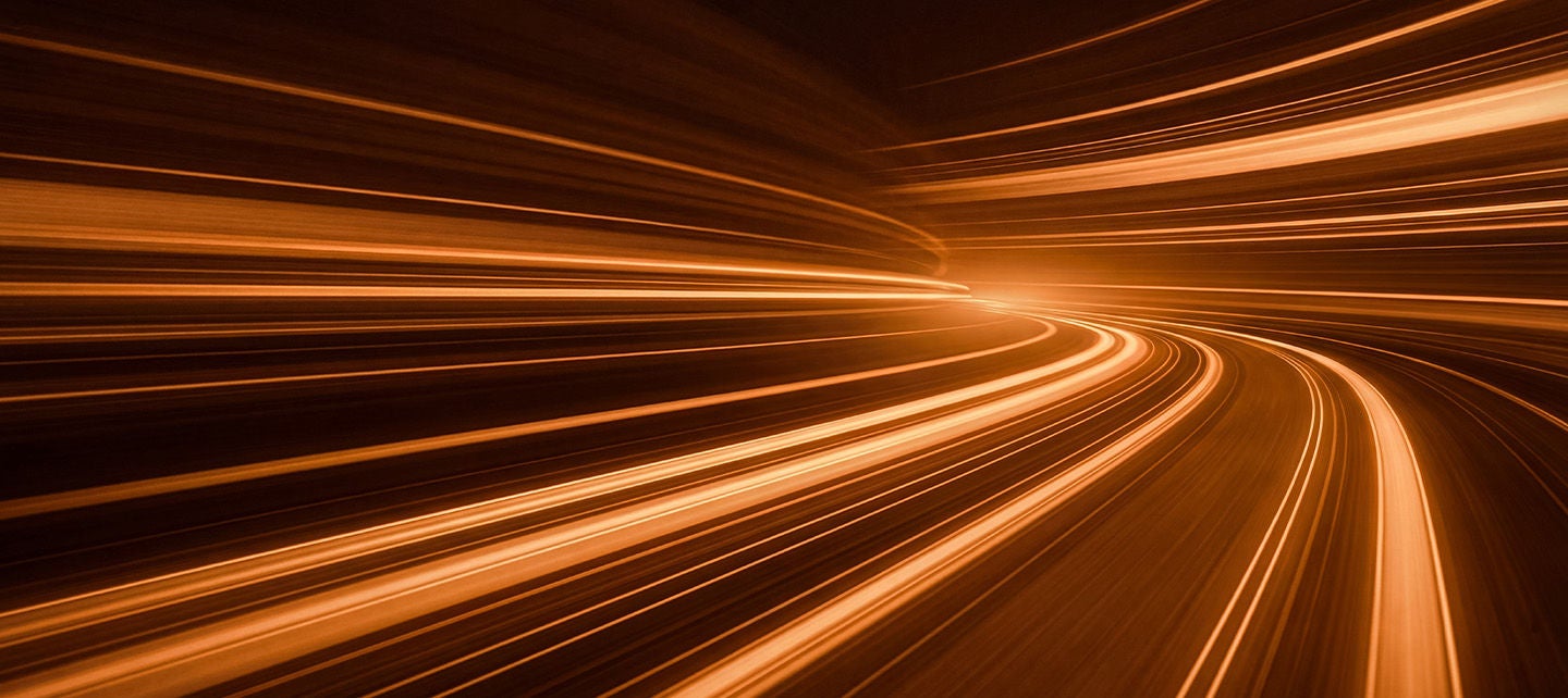 Abstract orange lines in a curve