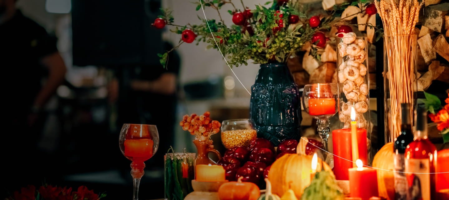 festive autumn harvest buffet table